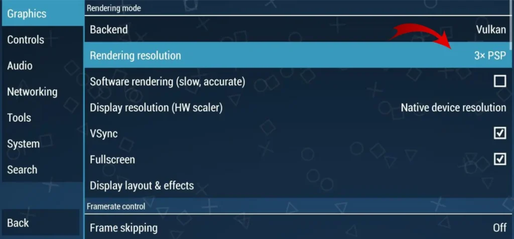 Best Graphics Settings for PPSSPP Gold