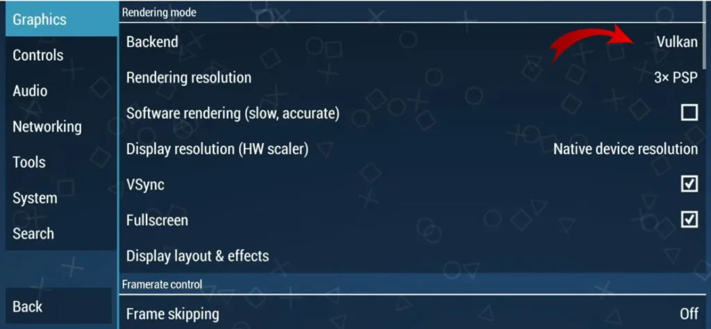 Set Backend to Vulkan
